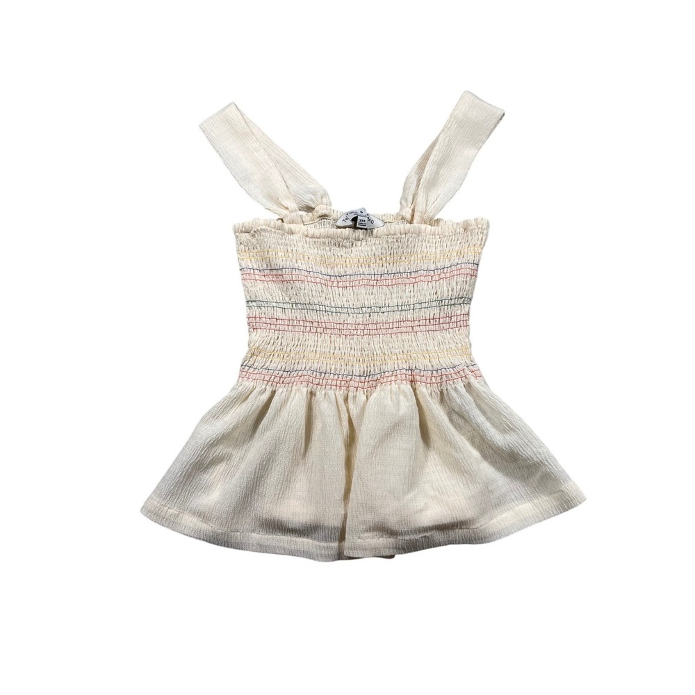 Madewell Texture & Thread Smocked Tie Strap Tank Top Cream‎ Size XXS